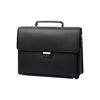 PULUWIRR Cow Leather Handbag Business Casual Regular Unisex Black