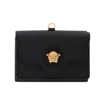 VERSACE La Medusa Leather Wallet Women's Black