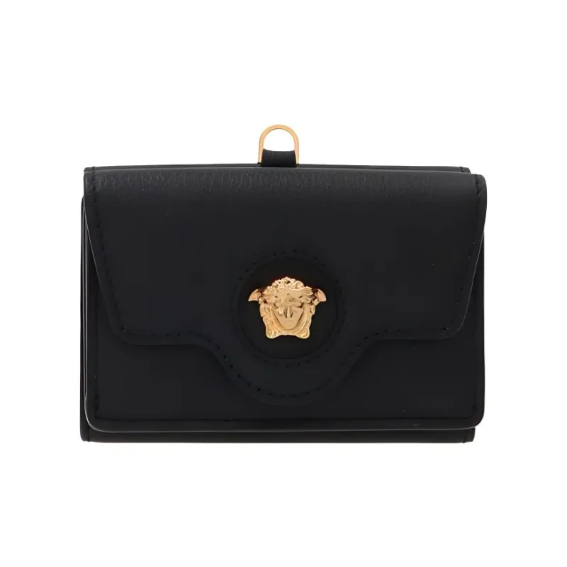 VERSACE La Medusa Leather Wallet Women's Black-0