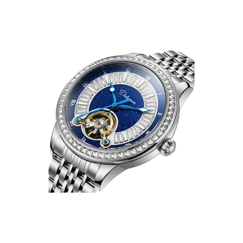 Dulunwe Automatic Mechanical Movement Stainless Steel Watchband Watch Men's Watches Gold Dial-3