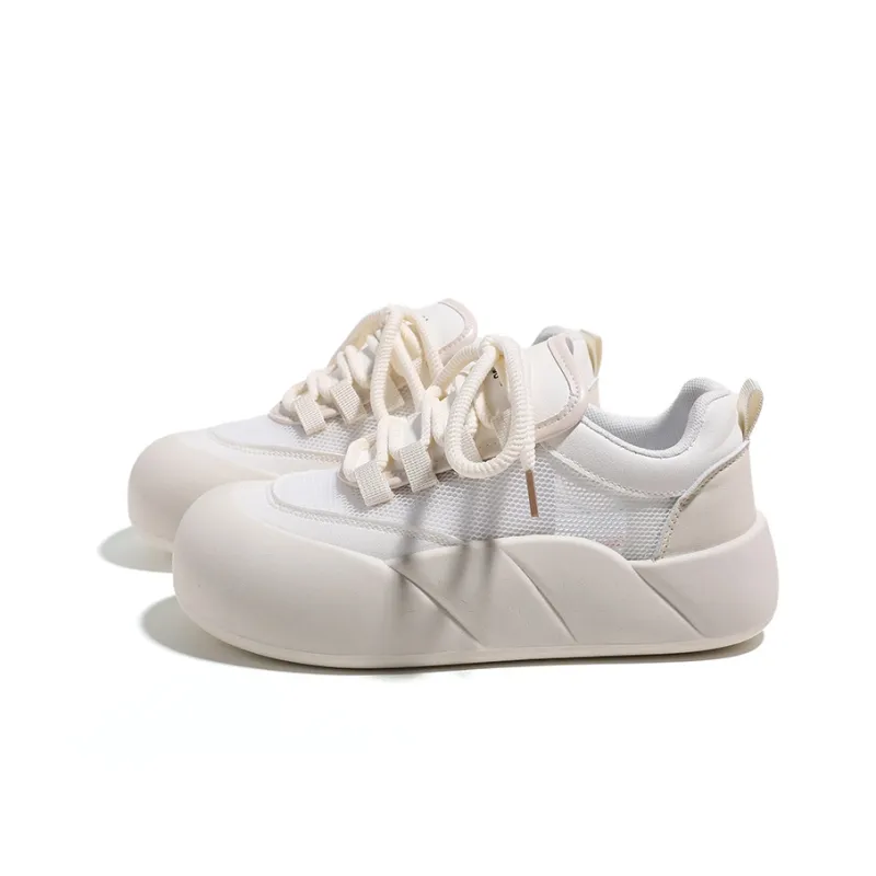 HUANQIU Lightweight And Breathable Low Top Skateboard Shoes Women's Beige Gold-2