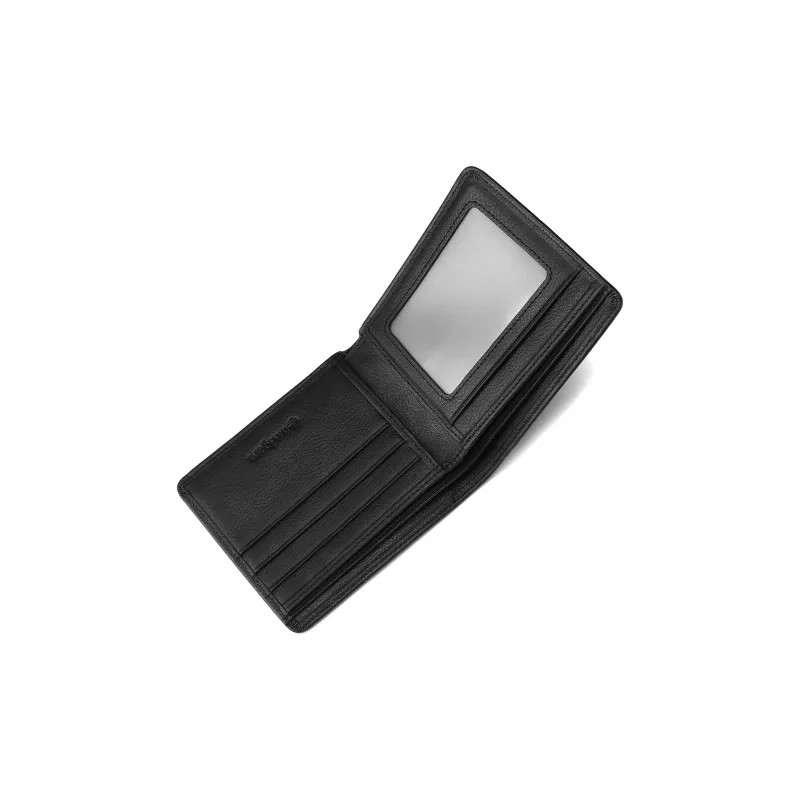NAVIGARE Top Grain Cow Leather Wallet Money Clip Card Holder Unisex Black-2