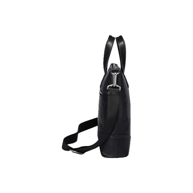 PULUWIRR Cow Leather Briefcase Regular Unisex Black-1