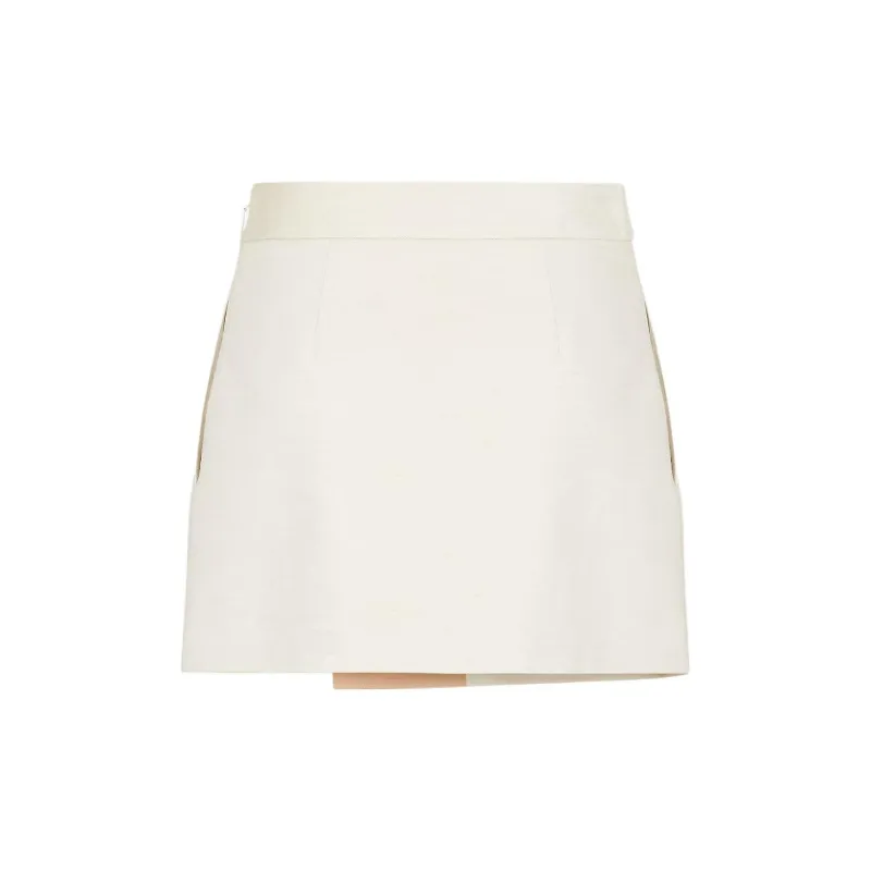 FENDI High Waist Satin Trim Mini Skirt-1