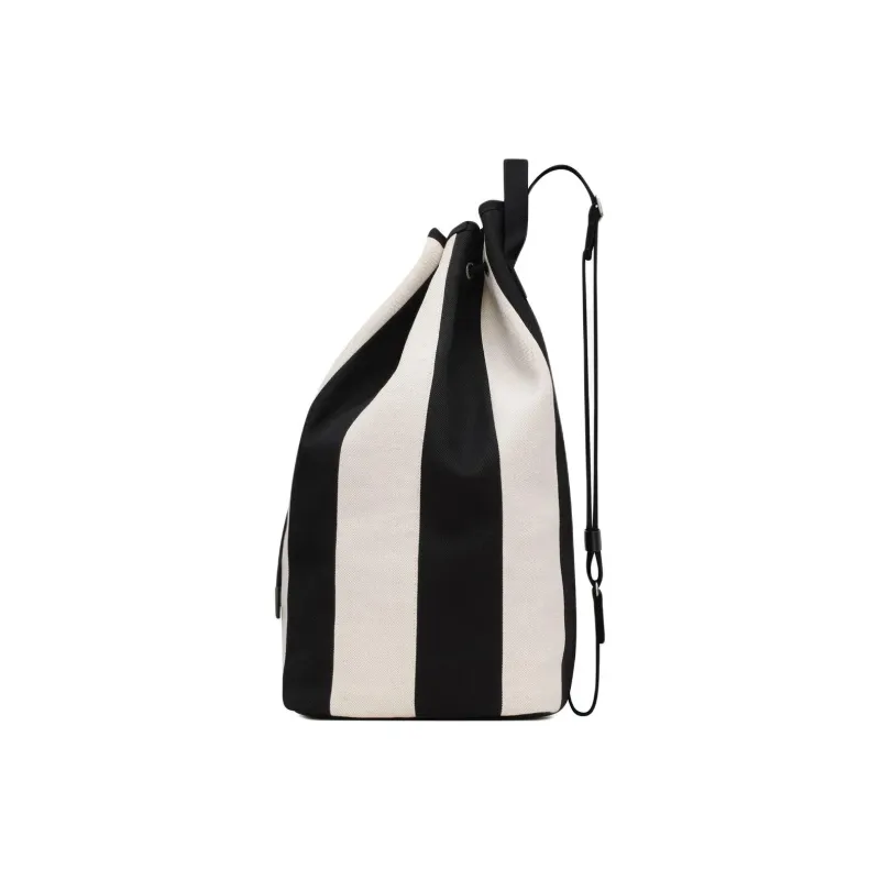 SAINT LAURENT Canvas Shoulder Bag Unisex Black With Soft Cream-2