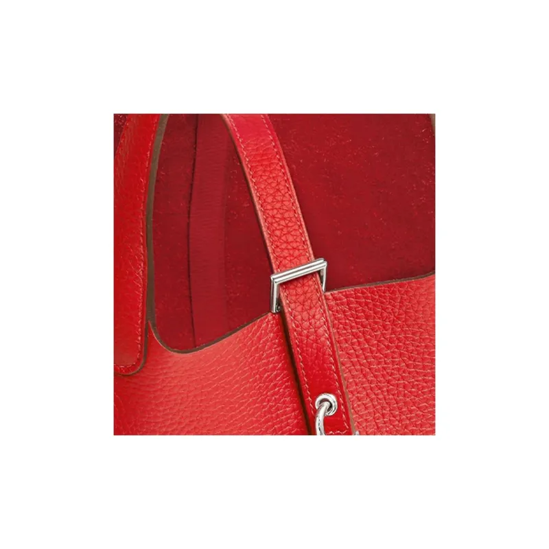 HERMES Picotin Clemence Bullock Leather Bucket Bags Handbags Women's Orange-3