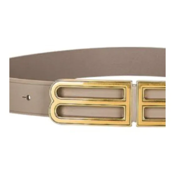 Balenciaga Logo Buckle Smooth Buckle Leather Belts Women's Brown 3CM-2