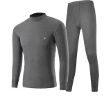 Thermal Underwear Tops+Long Johns Clothing Sets (Dark Heather Gray) Pure Cotton Skin-Friendly/3A Antibacterial/Windproof Mock Neck