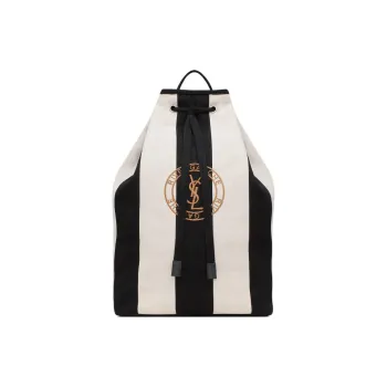 SAINT LAURENT Canvas Shoulder Bag Unisex Black Soft Cream