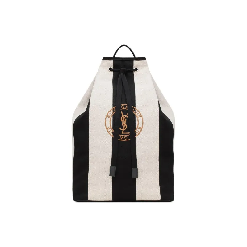 SAINT LAURENT Canvas Shoulder Bag Unisex Black With Soft Cream-0