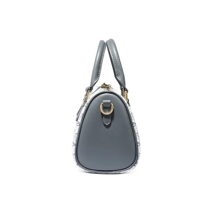 Teenmix PVC Bonded Fiber Synthetic Leather Boston Bag Handbag Pillow Bag Shoulder Bag Crossbody Bag Women's Brown/Gray-15