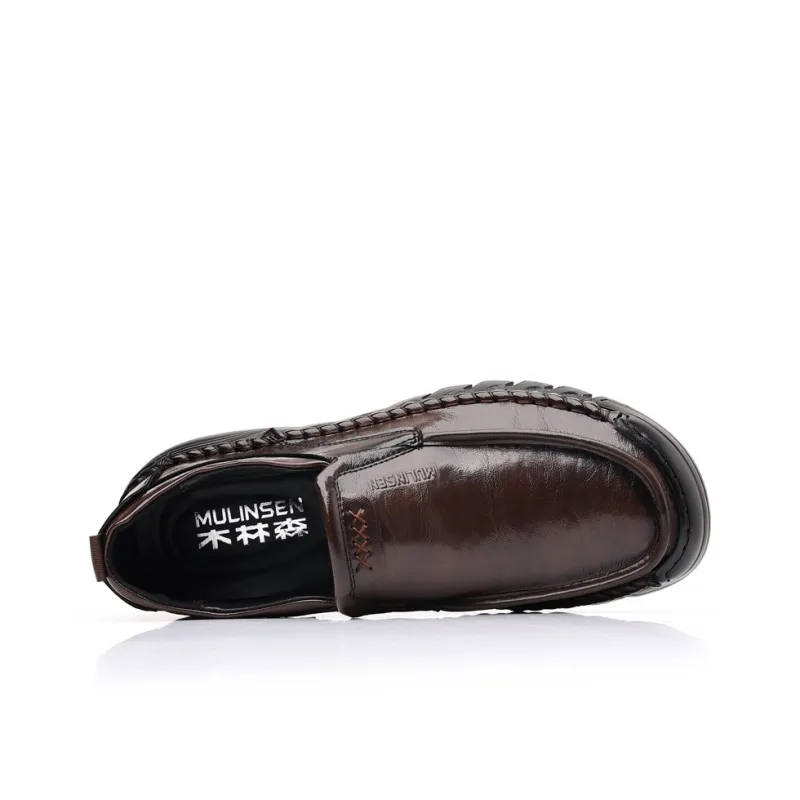 Mulinsen Men's Casual Shoes Men Low Top Black/Dark Brown-9