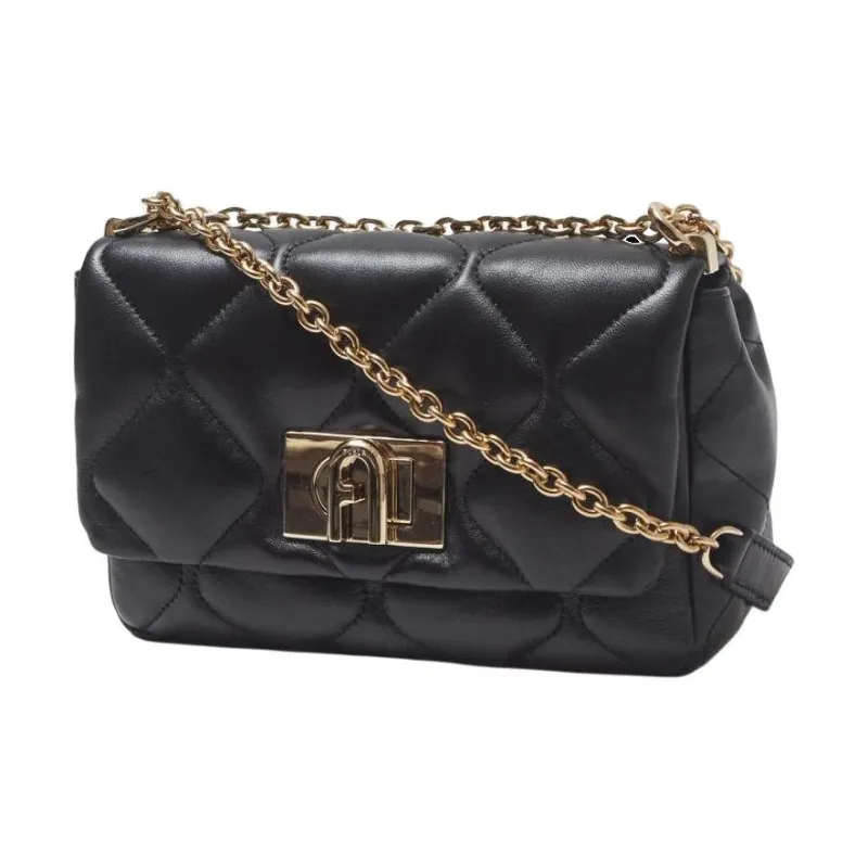 Furla 1927 Collection Quilted Nappa Leather Shoulder Bag Mini Women's Black-1