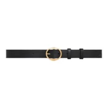 CELINE Badge Detail Pin Buckle Leather Belts Women's Black 2.5CM
