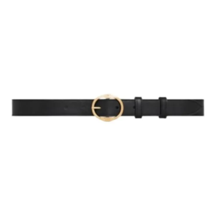 CELINE Badge Detail Pin Buckle Leather Belts Women's Black 2.5CM-0
