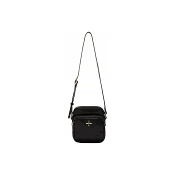 SMFK Vegetable Tanned Cow Leather Crossbody Bag Small Size Women's Wilderness Black