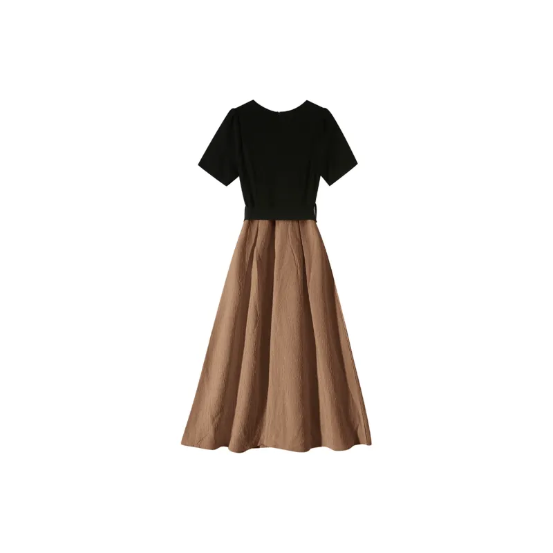 Vine Color Short Sleeved Dress Women's-7