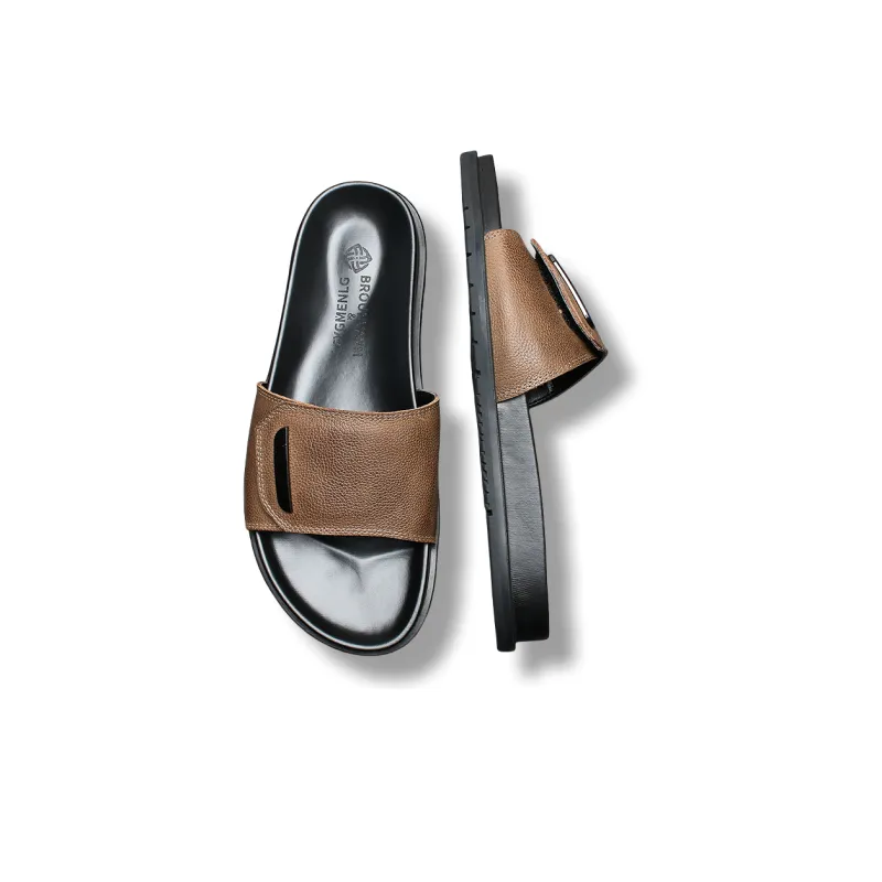 Brounvanm Slide Slippers Men Khaki/Black-2