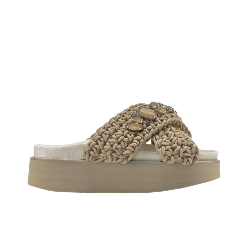 Inuikii Woven Stones 40mm Platform Slides-1