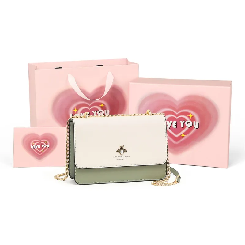 COMELY Cow Leather Patchwork Synthetic Leather Chain Bag Shoulder Bag Regular Women's Matcha Green-5