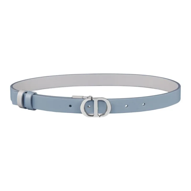 DIOR 30 Montaigne Logo Pin Buckle Leather Belts Women's Blue 2CM-1