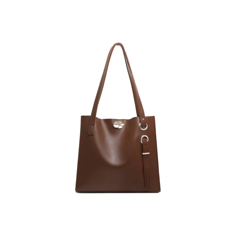 CHISIY Leather Tote Bag Shopping Bag Handbag Shoulder Bag Large Size Women's Brown-0