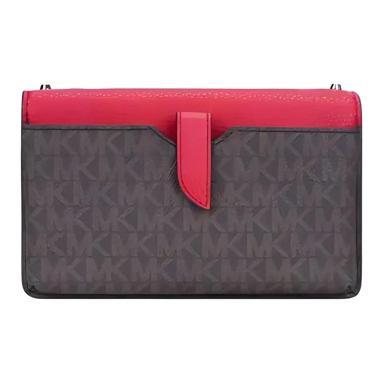MICHAEL KORS Jet Set Charm Cow Leather Detail Shoulder Bag, Crossbody Bag Trumpets Women's Red/Brown-2