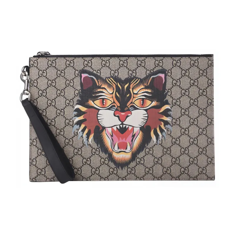 GUCCI Artificial Leather Clutch Men's Ebony & Black-0