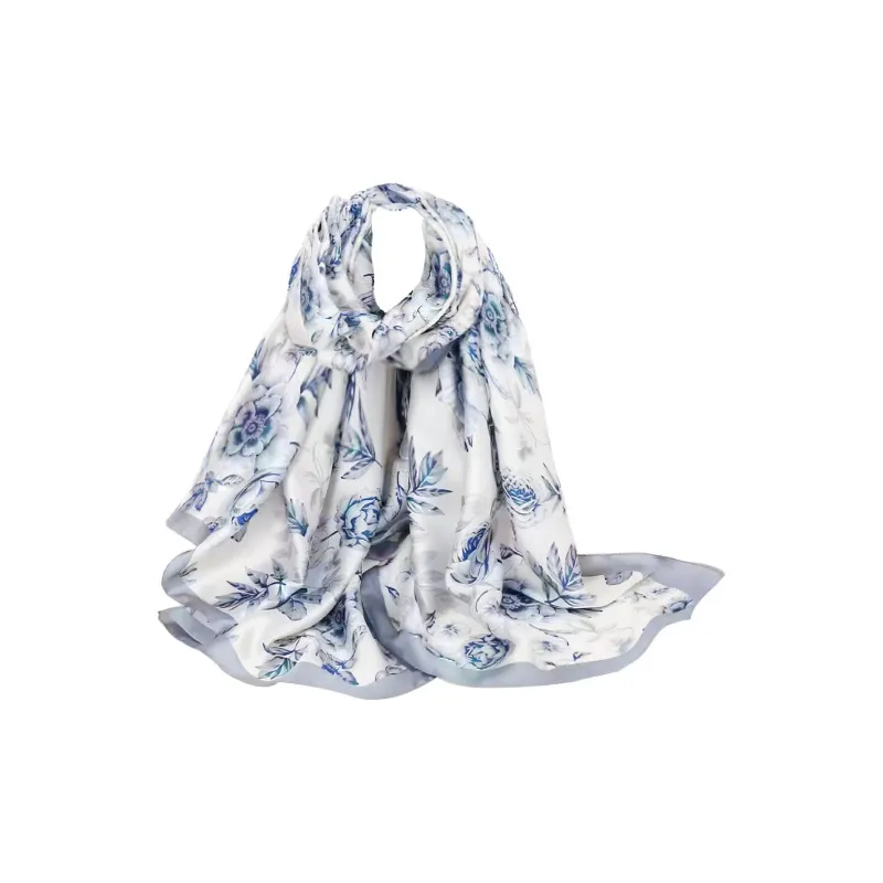 Eucalyptus Ornamentation Silk Scarves Women's-0