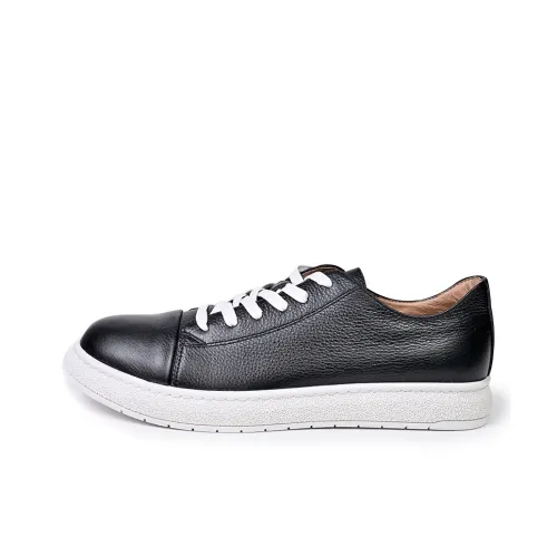 Brounvanm Anti Slip Wear Resistant Low Top Skateboard Shoes Men's Black