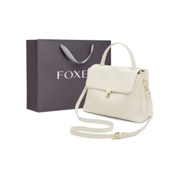 FOXER Cow Leather With Synthetic Leather One Shoulder Handbag Women's Black/White