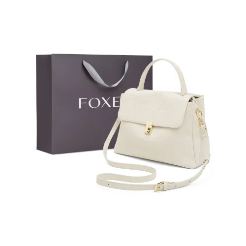 FOXER Cow Leather With Synthetic Leather One Shoulder Handbag Women's Black/White