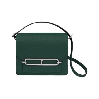 HERMES Roulis Taurillon Clemence Leather Shoulder Bag Crossbody Bag Women's 6O Vert Cypres Pine Green Cyan