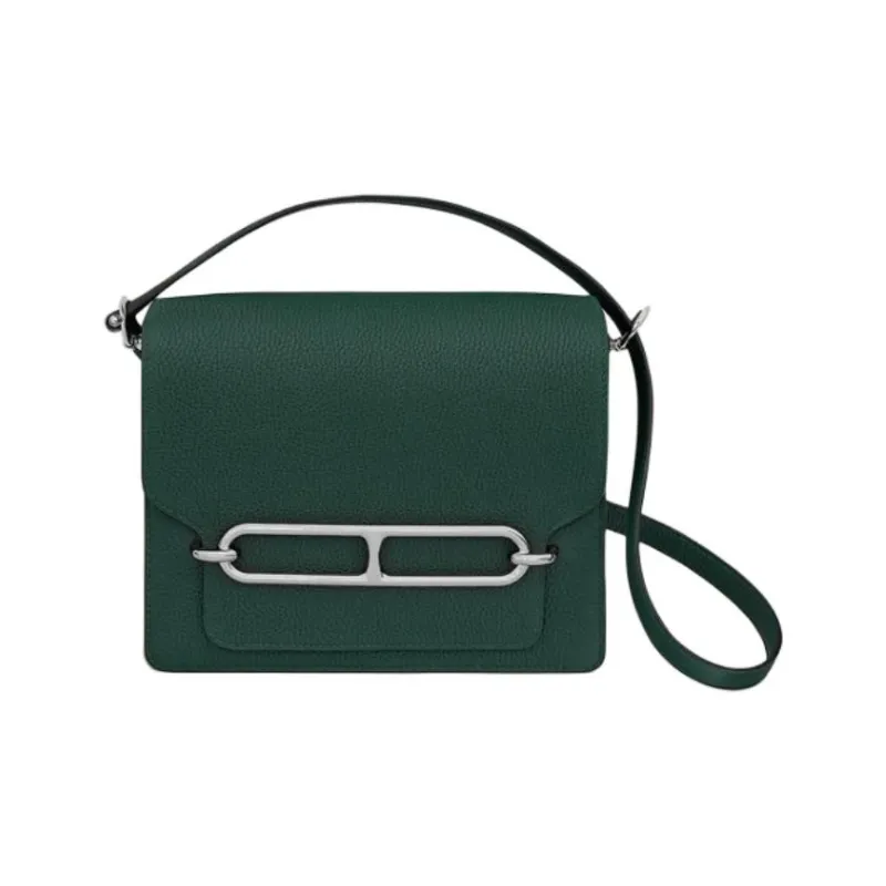 HERMES Roulis Taurillon Clemence Leather Shoulder Bag Crossbody Bag Women's 6O Vert Cypres Pine Green Cyan-0
