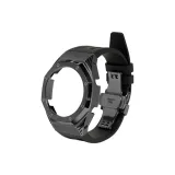 Black Steel Case+Black Fluoroelastomer Strap+Silver Butterfly Clasp