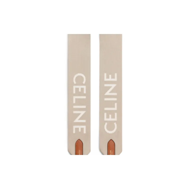 CELINE Wool Long Strap Bag Strap Women's Beige/White-3