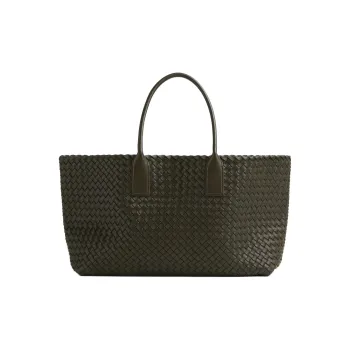 Bottega Veneta Lambskin Tote Bag Shopping Bag Handbag Medium Size Women's Khaki