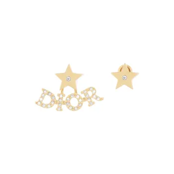 DIOR Metal Crystal Earrings Women's Gold