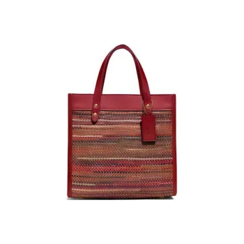 COACH Field Fabric With Leather Handbag, Shoulder Bag, Crossbody Bag Trumpets Women's Brick Red