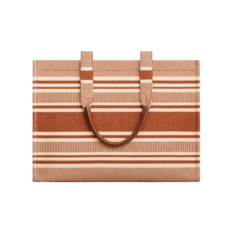 CELINE Cabas Thais Fabric With Cow Leather Tote Bag, Shopping Bag, Handbag Tubas Women's Ochre-2