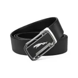 JAGUAR Fashion Business Men's Genuine Leather Automatic Buckle Cow Leather Belt Pants Men's Black Width 3.4cm