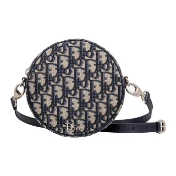 DIOR Canvas With Calfskin Canvas Bag, Round Bag, Crossbody Bag, Shoulder Bag Women's Denim Blue