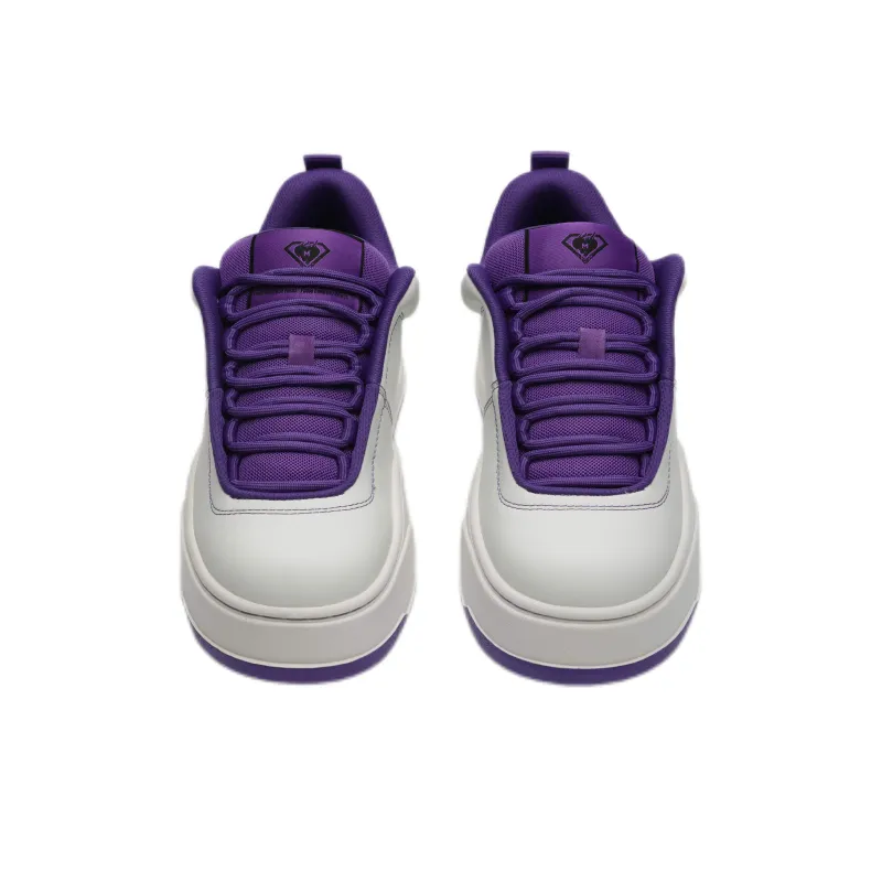 M26D Anti Slip Wear Resistant Low Top Skateboard Shoes Unisex White Purple-4