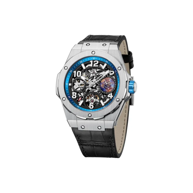 Welly Merck Automatic Mechanical Movement Silicone Strap Watch Men's Watches Cut Out Dial-17