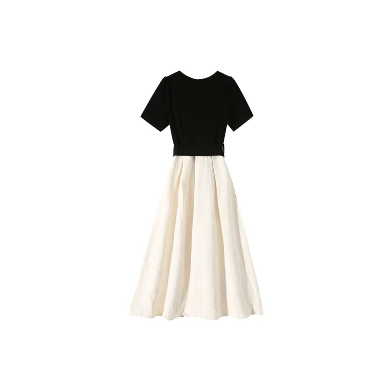 Vine Color Short Sleeved Dress Women's-1