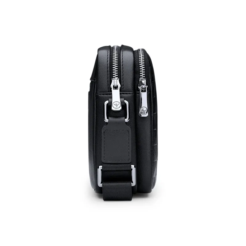 WilliamPOLO Cow Leather Shoulder Bag Men's Black-3