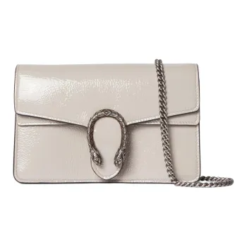 GUCCI Dionysus Patent Leather Crossbody Bag Shoulder Bag Extra Mini Women's White