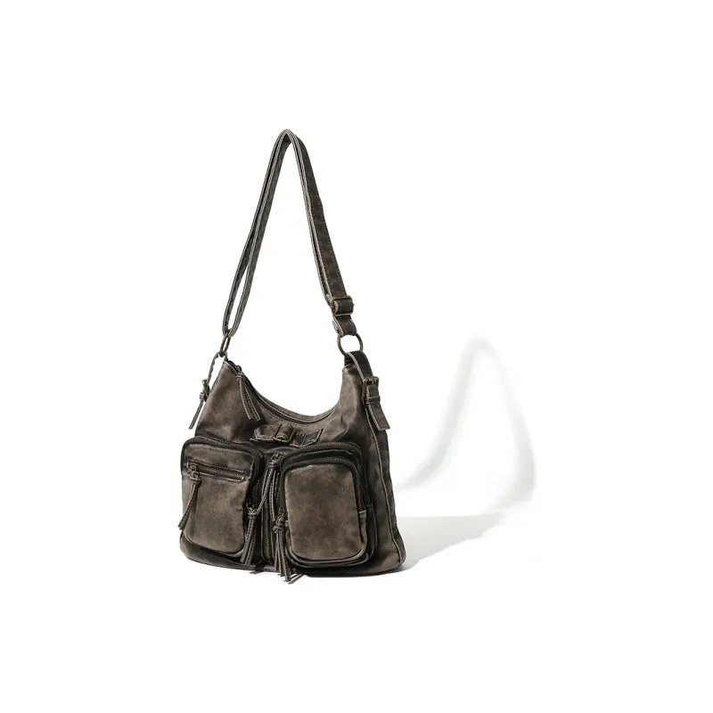 MASTER CANVAS Leather Shoulder Bag Crossbody Bag Unisex Coffee-1