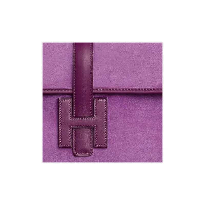 HERMES Jige Swift Calfskin With Doblis Calfskin Clutch Women's Purple-2