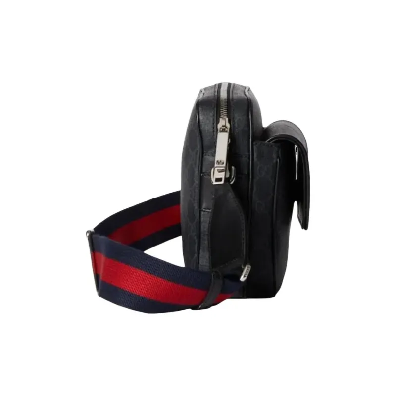 GUCCI GG Supreme Canvas With Leather Canvas Bag, Shoulder Bag, Crossbody Bag Trumpets Men's Black-2